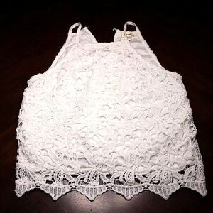 Sans Souci White Lace Crop Top - Size S